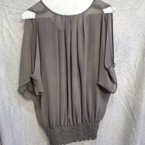 Cache grey cold shoulder‎ jewled blouse - Picture 2 of 6